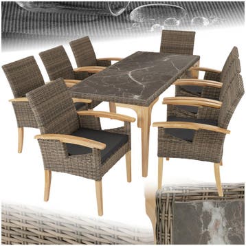 Wicker tafel Foggia met 8 stoelen Rosarno - natuur, Verzenden, Nieuw