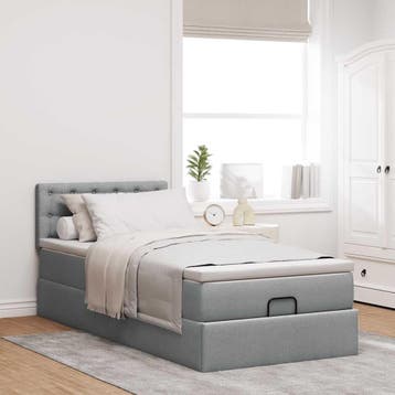 vidaXL Bed met matras 90x200 cm stof lichtgrijs, Verzenden, Nieuw