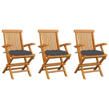 vidaXL Klapstoelen met antracietkleurige kussens, 3 stuks,, Verzenden, Nieuw