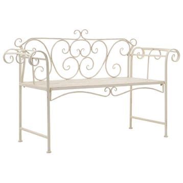 vidaXL Tuinbank 132 cm metaal antiekwit, Tuin en Terras, Verzenden, Nieuw