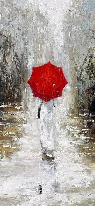 Nguyen Robert (1958) - Le Parapluie rouge 80 60 cm