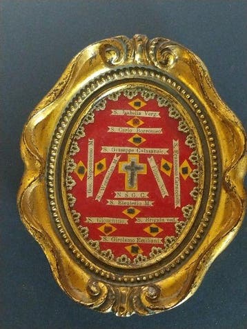 Reliekhouder - Hout, Glas, Textiel, Papier - 1850-1900 -