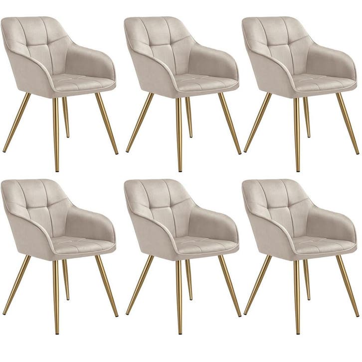 tectake Eetkamerstoel Marilyn, fluweellook, gecapitonneerd -, Maison & Meubles, Chaises, Envoi