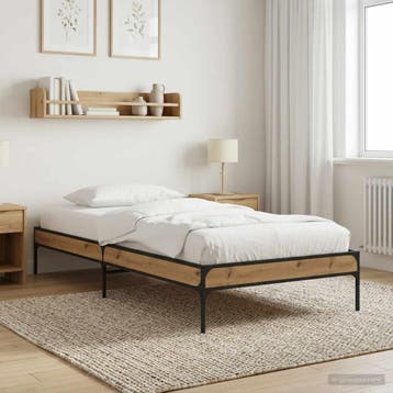 vidaXL Bedframe Artisanaal eiken 80 x 200 cm Bewerkt hout, Verzenden