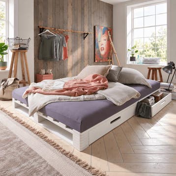Infanskids Palletbed 2-persoonsbed Wit 140x200 cm met Opberg