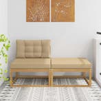 vidaXL 2 Stuk Buiten Voetenbank Polyester Wit, Verzenden, Nieuw