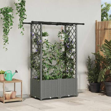 vidaXL Verhoogd Bed met Trellis en Dak Lichtgrijs 124,5 x 40, Verzenden