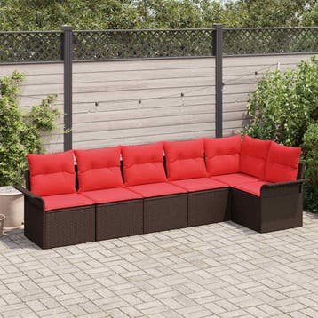 vidaXL Tuinbank Set 6 st Bruin poly rattan, Verzenden