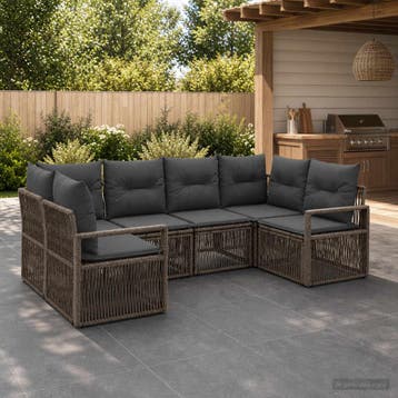 vidaXL Tuinbank Set 6 st 6-Aantal zitplaatsen Grijs poly, Verzenden, Nieuw