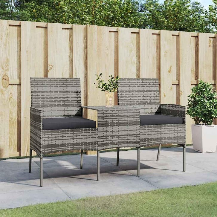 vidaXL Tuinbank 2-zits met tafeltje poly rattan, Tuin en Terras, Tuinsets en Loungesets, Nieuw, Verzenden
