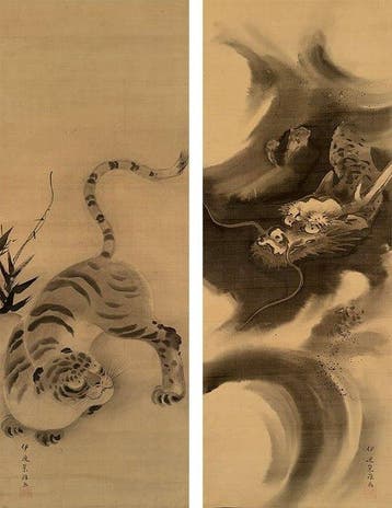 Draak en Tijger - Katoen -  Eiga Iyu - Japan - Edo