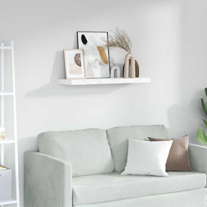 vidaXL Wandplank met opslag Wit Marmer 80 x 23,5 x 4 cm, Maison & Meubles, Armoires | Armoires murales, Envoi
