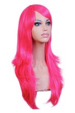 Luxe Lange Neon Roze Pruik Roze Unicorn Lang Haarwerk Schuin, Ophalen of Verzenden, Nieuw