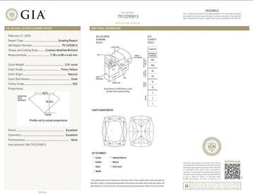 1 pcs Diamant (Natuurlijk gekleurd) - 2.01 ct - Cushion -, Nieuw