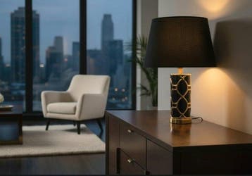 Lamp - Hollywood Regency-stijl - Keramiek en verguld metaal