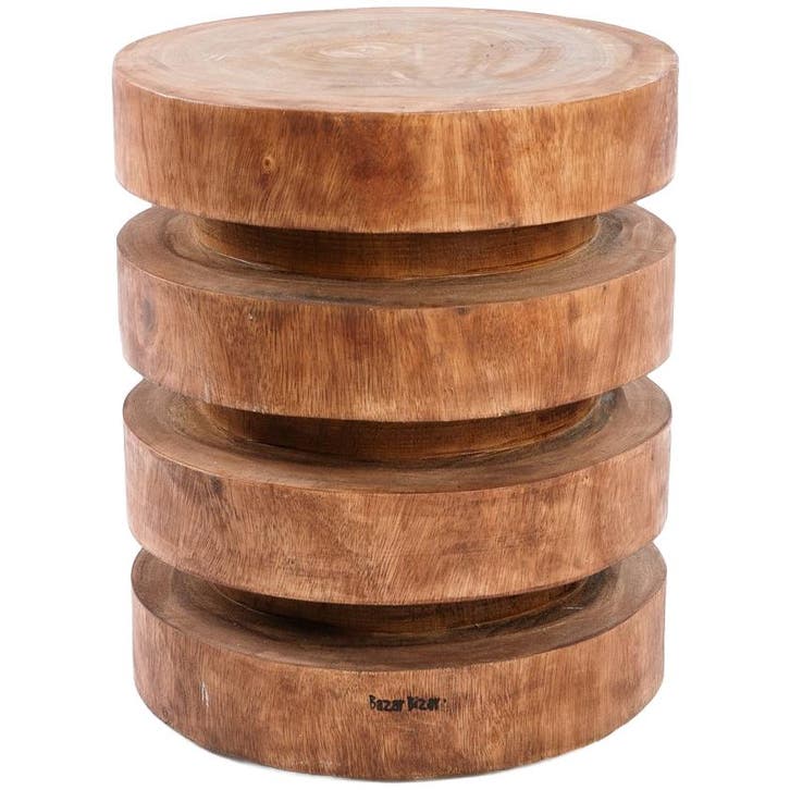 Bazar Bizar De Massaka Kruk - Naturel - Bijzettafel -, Huis en Inrichting, Tafels | Bijzettafels, Zo goed als nieuw, Hout, 45 tot 60 cm