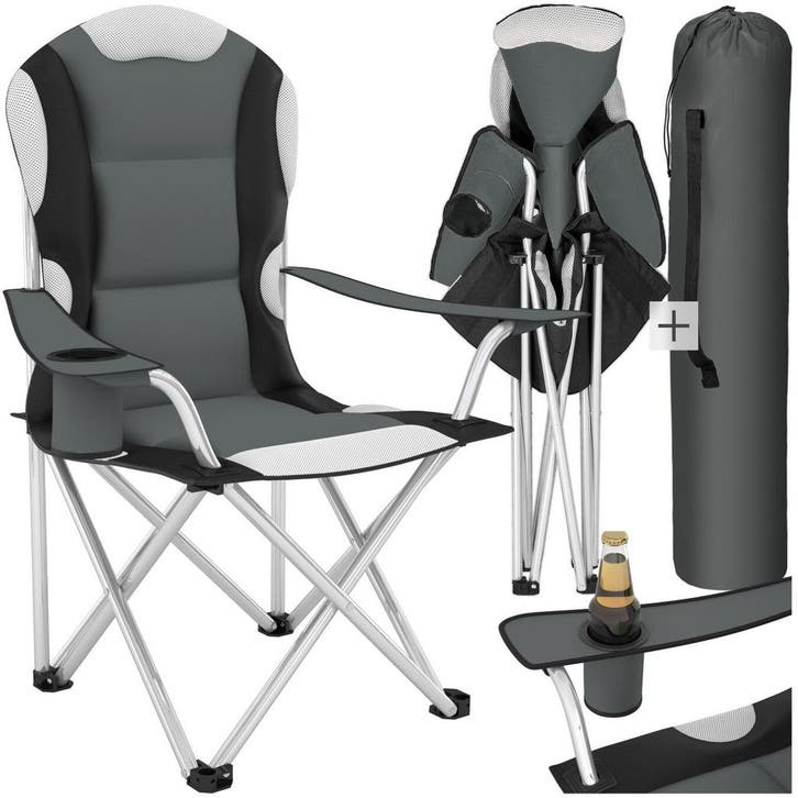 Kampeerstoel bekleed - grijs, per stuk, Caravans en Kamperen, Kampeeraccessoires, Verzenden