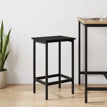 vidaXL Barkruk Zwart eiken 40 x 32 x 74 cm Bewerkt hout, Verzenden, Nieuw