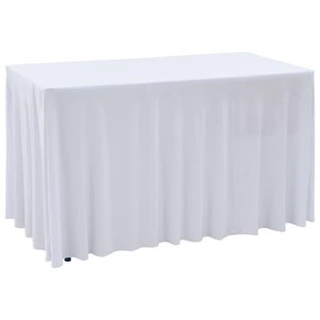vidaXL 2 st Tafelhoezen stretch met rok 243x76x74 cm wit, Verzenden, Nieuw