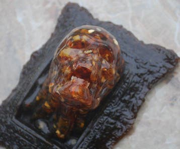 Schedelwanddecoratie van Baltisch amber - Barnsteen - Gothic