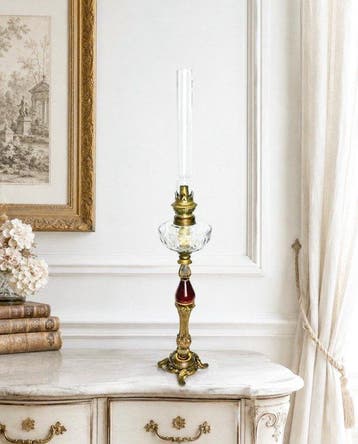 Kosmos Brenner - Lampe à pétrole - Verre, Laiton, Céramique