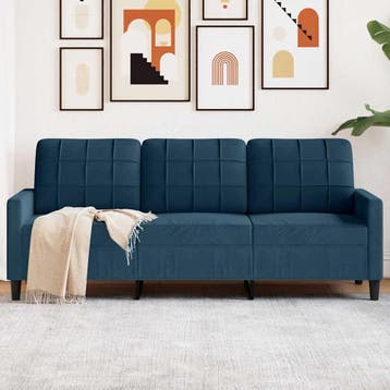 vidaXL Driezitsbank / zetel 180 cm fluweel blauw, Verzenden