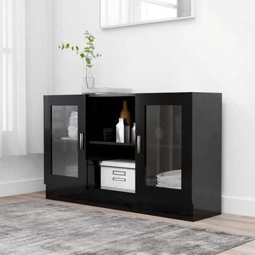 vidaXL Vitrinekast 120x30,5x70 cm bewerkt hout zwart, Verzenden, Nieuw