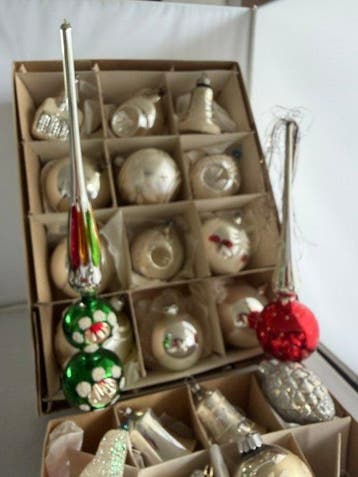 Kerstballen (23) - Glas, Metaal - Piek groen 22 kerstballen, Diversen, Nieuw