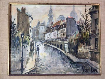 Van Lod (XX) - Veduta di Parigi con ponte