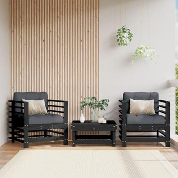 vidaXL Tuinstoelen 2 st massief grenenhout zwart, Verzenden