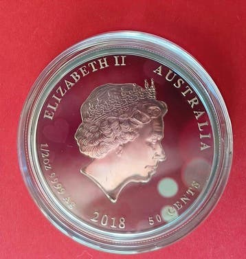 Australië. 50 Cents 2018 / Lunar Dog, 1/2 Oz (.999) (Zonder
