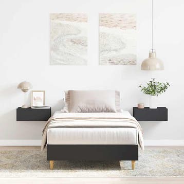 vidaXL Bedframe zonder matras 90x190 cm spaanplaat zwart, Verzenden