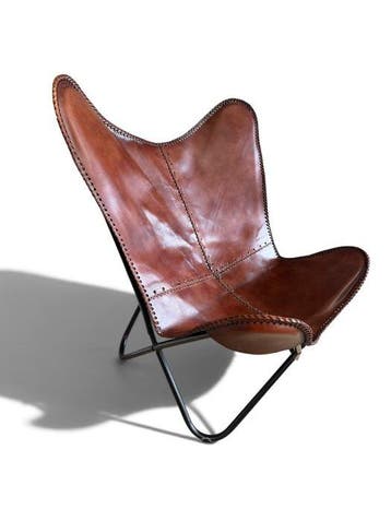 Fauteuil - Cuir, Métal - Chaise papillon - papillon