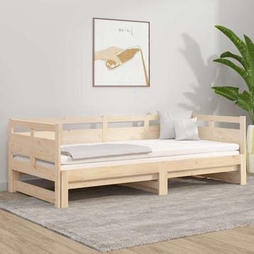 vidaXL Slaapbank uitschuifbaar massief grenenhout 2x(90x190), Verzenden