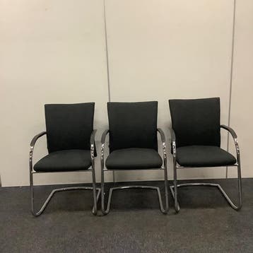 complete set van 3 stuks vergaderstoelen,  Klöber 742,, Gebruikt, Zwart, Drie
