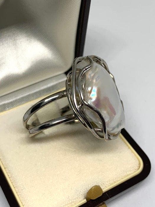 Parel - Zilver - Ring, Antiek en Kunst, Curiosa en Brocante