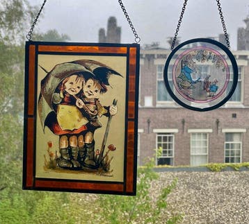 Glas-in-loodraam (2) - M.J. Hummel - 1980-1990 - MRS Rabbit,, Antiek en Kunst
