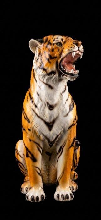 Statue, Tigre Ruggente - 85 cm - Céramique