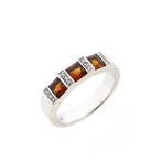 Witgouden ring met oranje toermalijn en diamanten; 0,12 ct., Handtassen en Accessoires, Ringen, 18 tot 19, Gebruikt, Overige kleuren