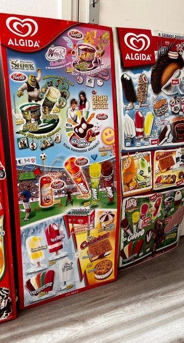 Set van 4 Vintage IJs Reclameborden – Algida (Ola) &, Antiek en Kunst, Antiek | Wandborden en Tegels