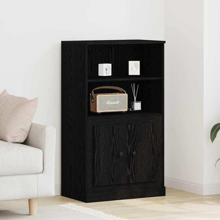 vidaXL Buffetkast Zwart Eiken 60 x 35.5 x 103.5 cm Bewerkt, Huis en Inrichting, Kasten | Dressoirs, Nieuw, Verzenden