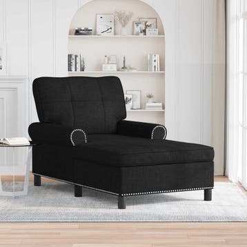vidaXL Chaise Lounge Zwart Stof 91 x 157 x 91 cm, Maison & Meubles, Verzenden