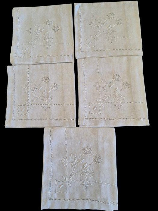 Serviette de table - 66 cm - 62 cm, Antiek en Kunst, Antiek | Tapijten, Tafelkleden en Textiel