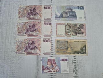 Italië. - 7 Banknotes - Various Dates (Zonder minimumprijs), Postzegels en Munten