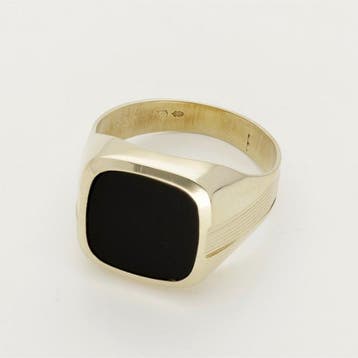 Bague - 14 carats Or jaune Onyx, Handtassen en Accessoires, Ringen, Nieuw