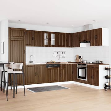 vidaXL Waskompkast Lucca 2 st Bruin Eiken Bewerkt hout, Verzenden, Nieuw