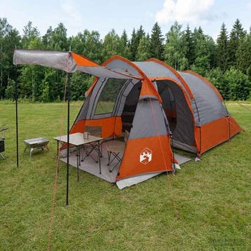 vidaXL Tunneltent Grijs en Oranje 390 x 215 x 152 cm, Verzenden