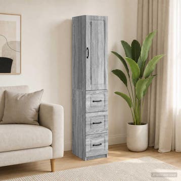 vidaXL Kast Set 2 st 33 x 34,5 x 87 cm Bewerkt hout Grijs, Verzenden