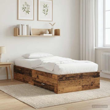 vidaXL Bedframe met lade met opslag Oud hout Bewerkt hout, Verzenden, Nieuw