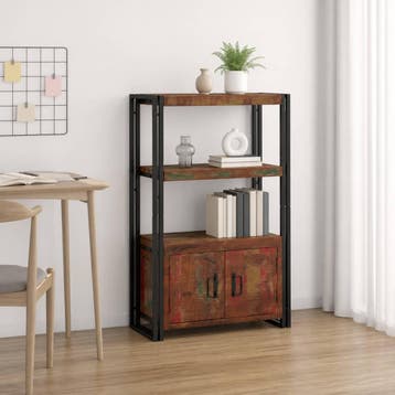 vidaXL Boekenplank met Deuren Bruin Massief Gerecycled Hout, Huis en Inrichting, Verzenden, Nieuw